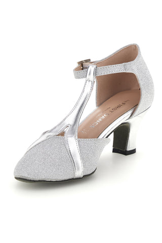 Scarpe da ballo argento con tacco The first dance 7554