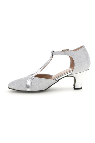 Scarpe da ballo argento con tacco The first dance 7554