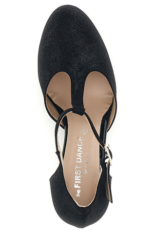 Schwarze Tanzschuhe mit Metallic-Effekt und T-Riemen „The First Dance“ 7334