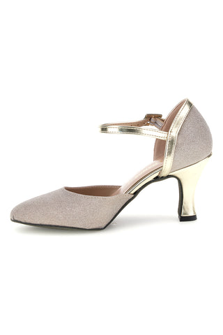 Platin-Glitzer-Tanzschuhe mit Riemchen und Ledersohle „The First Dance 7300“