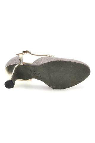 Platin-Glitzer-Tanzschuhe mit Riemchen und Ledersohle „The First Dance 7300“