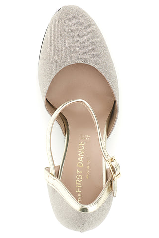 Platin-Glitzer-Tanzschuhe mit Riemchen und Ledersohle „The First Dance 7300“
