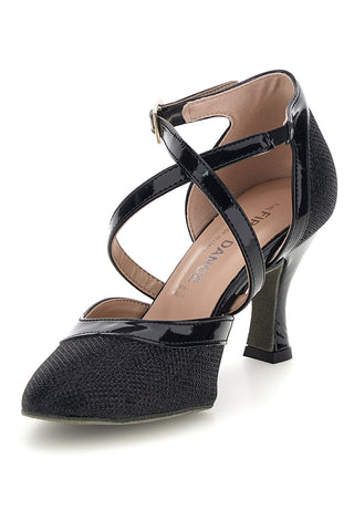 Scarpe da ballo nere glitter con suola in pelle The first dance 7331