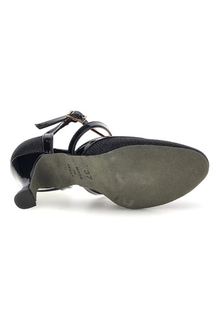Scarpe da ballo nere glitter con suola in pelle The first dance 7331