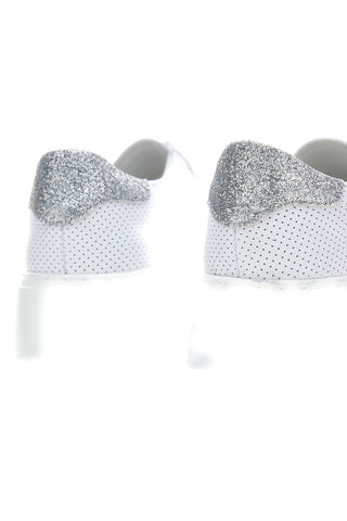 Energy 84 Weiße Flatform-Sneaker mit silbernem Glitzer