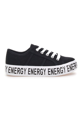 Flache Sneakers „Energy 116“ aus schwarzem Canvas