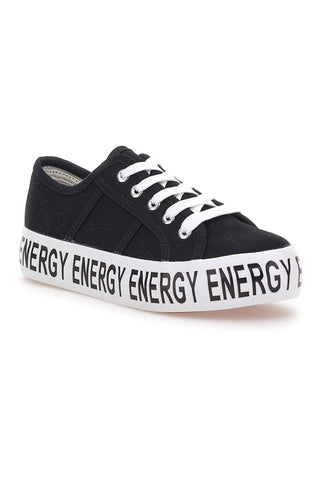 Flache Sneakers „Energy 116“ aus schwarzem Canvas
