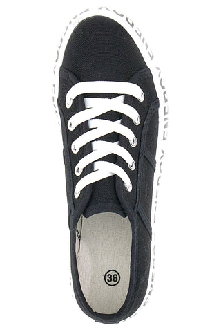 Flache Sneakers „Energy 116“ aus schwarzem Canvas