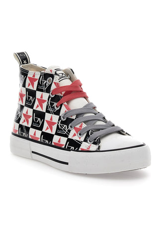 Hohe Canvas-Sneaker von Byblos 101 Weiß, Schwarz und Pink