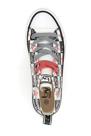 Hohe Canvas-Sneaker von Byblos 101 Weiß, Schwarz und Pink