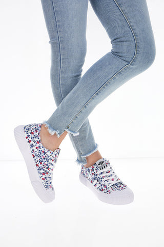 Sneakers Bianche Fiori Cotton Blet Vesuvio Fantasy