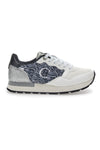 Weiße Sunny Mesh Animal-Sneaker mit Baumwollgürtel