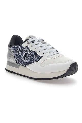 Weiße Sunny Mesh Animal-Sneaker mit Baumwollgürtel