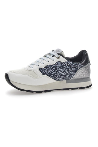 Weiße Sunny Mesh Animal-Sneaker mit Baumwollgürtel