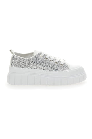 Sneakers Flatform 268603 Bianche con Strass