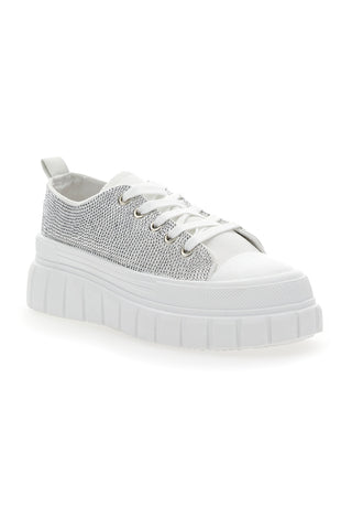 Sneakers Flatform 268603 Bianche con Strass