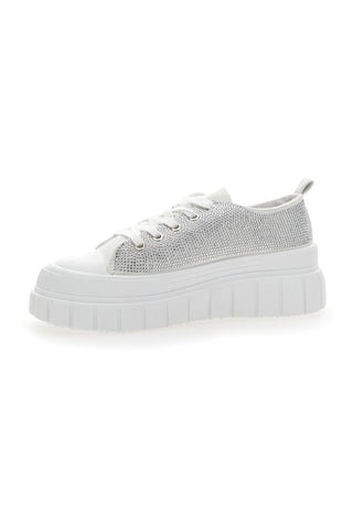 Sneakers Flatform 268603 Bianche con Strass