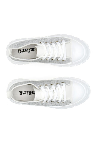 Sneakers Flatform 268603 Bianche con Strass
