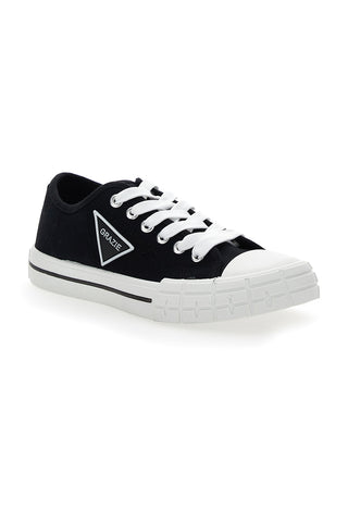 Niedrige Canvas-Sneaker Grazie 3582 Schwarz