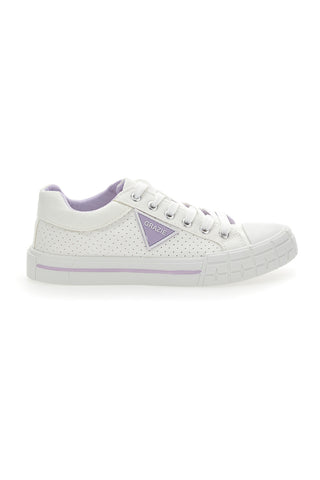 Perforierte Canvas-Sneaker Grazie 3581 Weiß und Lila