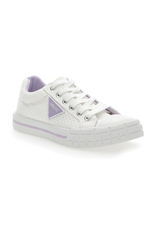 Perforierte Canvas-Sneaker Grazie 3581 Weiß und Lila