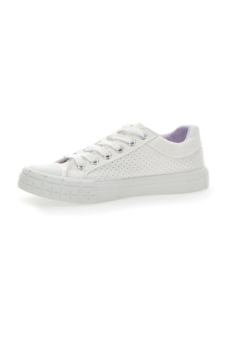 Perforierte Canvas-Sneaker Grazie 3581 Weiß und Lila