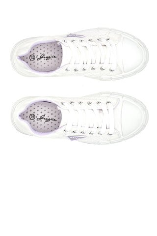 Perforierte Canvas-Sneaker Grazie 3581 Weiß und Lila