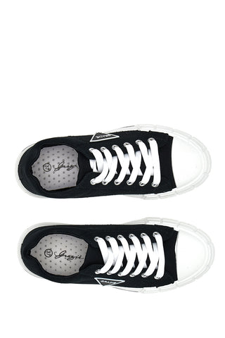 Grazie 3581 Schwarze perforierte Canvas-Sneaker