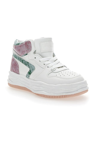 Sneakers alta Grazie 3150 Bianca Verde Rosa