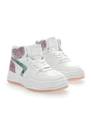 Sneakers alta Grazie 3150 Bianca Verde Rosa