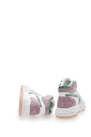 Sneakers alta Grazie 3150 Bianca Verde Rosa