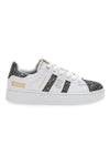 Weiße Plateau-Sneaker mit Gürtel von Yard und Glitzer aus Baumwolle