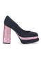 Pittarello Glam 3336 Schwarze Plateaupumps mit Glitzer