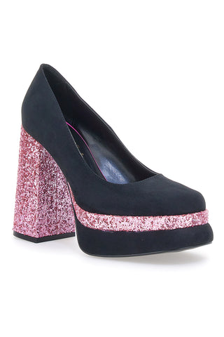 Pittarello Glam 3336 Schwarze Plateaupumps mit Glitzer