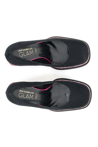 Pittarello Glam 3336 Schwarze Plateaupumps mit Glitzer