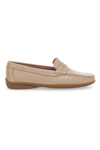 Mokassins aus echtem Leder, italienischer Mokassin 56 Beige