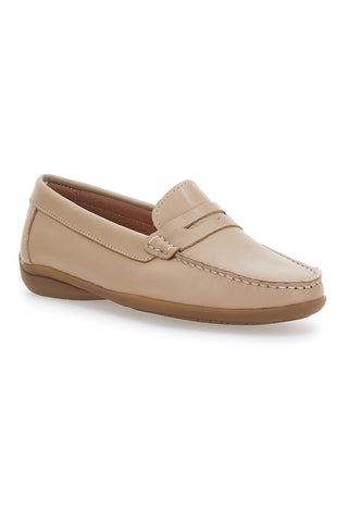 Mokassins aus echtem Leder, italienischer Mokassin 56 Beige