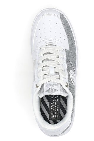 Plateau-Sneaker aus Baumwolle mit Gürtel und Bipolar-Glitzer in Silber