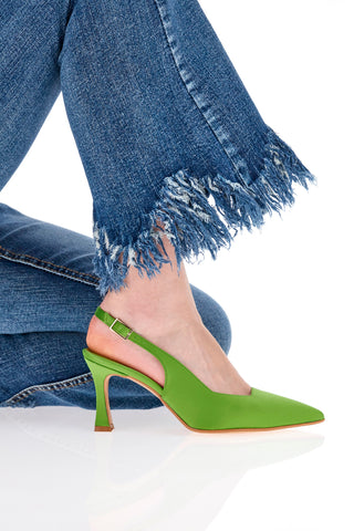 Pittarello Couture 148 Pistazien-Satin-Slingback-Pumps