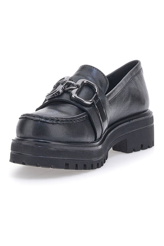 Mocassini Neri in Pelle con Platform Pittarello 14118B