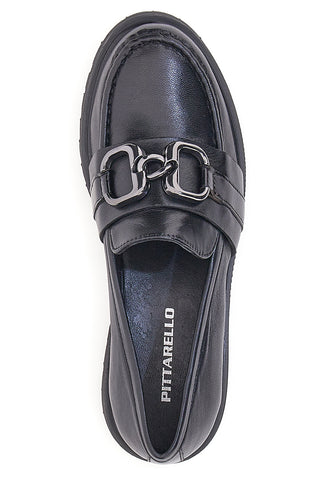 Mocassini Neri in Pelle con Platform Pittarello 14118B
