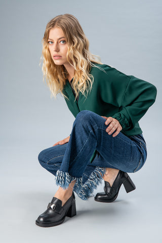 Pittarello Glam 7012 schwarze Mokassins mit Absatz