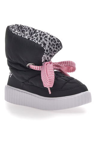 Freddy 7558 Schwarze gepolsterte Stiefeletten mit Animal-Print