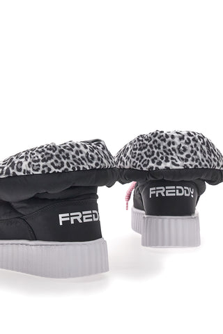 Freddy 7558 Schwarze gepolsterte Stiefeletten mit Animal-Print