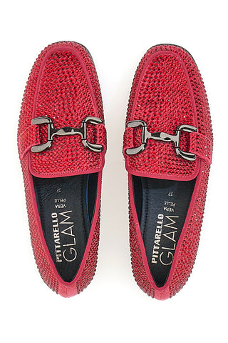 Mokassin mit magentafarbenen Strasssteinen Pittarello Glam 1100