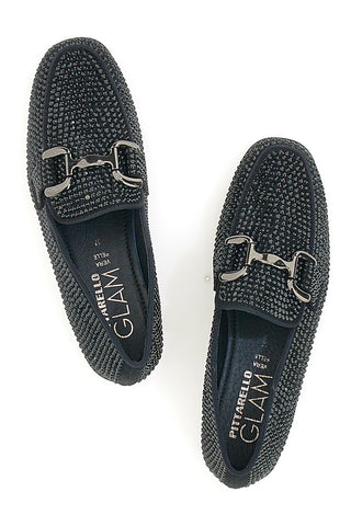 Pittarello Glam 1100 Schwarze Mokassins mit Strasssteinen