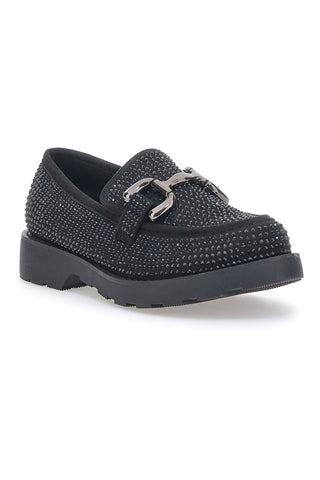 Pittarello Glam 1101 Schwarzer Mokassin mit Strasssteinen
