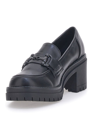 Schwarze Mokassins mit Absatz Energy 132