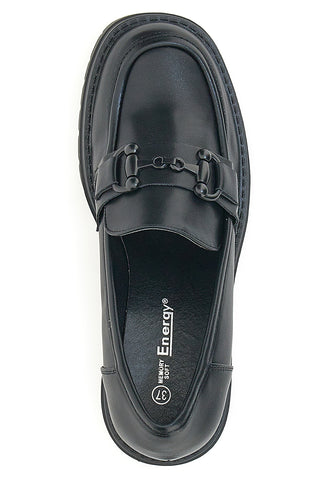 Schwarze Mokassins mit Absatz Energy 132