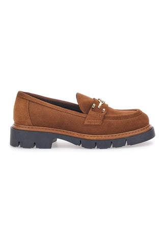 Cognacfarbene Mokassins aus echtem Leder im Pittarello-Look 2546058